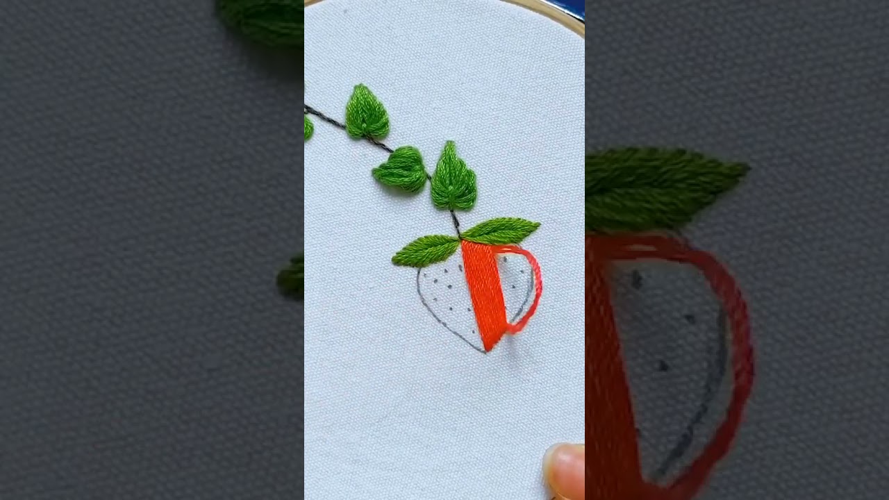 Hand embroidery strawberry  design  tutorial