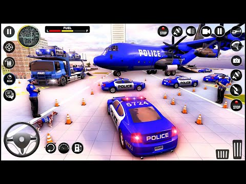 US Big Airplane Transport Police Cars Driving - Police Trailer Truck Simulator - Android Gameplay