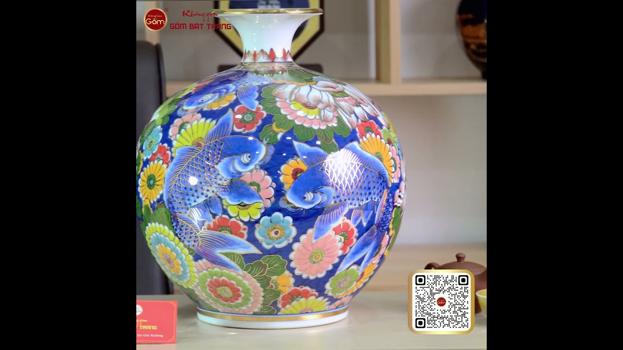Quả Hút Lộc Hoa Ngư Tụ Khánh Lam Bảo Vẽ Vàng