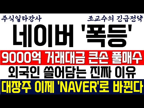 [네이버(NAVER) 주가전망 조교수] 9000억 거래대금 큰손 풀매수! 외국인 쓸어담는 진짜 이유! 대장주 이제 'NAVER'로 바뀝니다