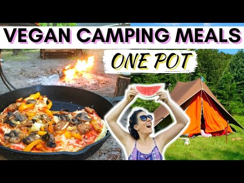 VEGAN ONE POT CAMPING FOOD / How to cook with a campfire / Campfire pizza / What I eat while camping