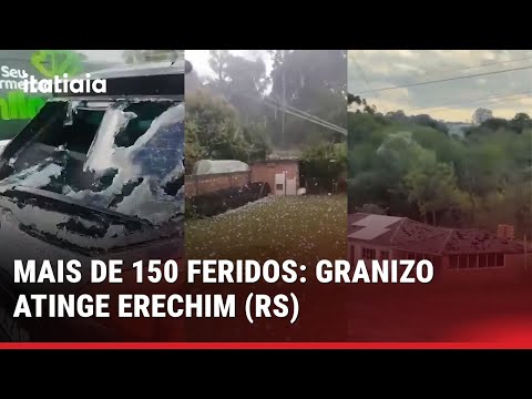 TEMPORAL DE GRANIZO ATINGE ERECHIM (RS) E DESTRÓI CASAS E CARROS
