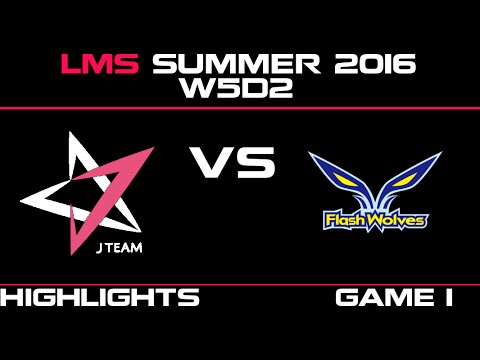 JT vs FW Game 1 Highlights LMS Summer 2016 W5D2 J Team vs Flash Wolves   FW vs JT    LMS LOL