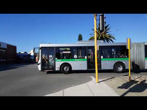 Transperth Volvo B8RLEA (Volgren Optimus) TP3076 Departs Fremantle Station (906)