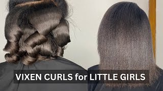 HOW TO: CURL VIXEN FLAT IRON CURLS on LITTLE GIRL HAIR | WHY I RELAXED my DAUGHTER HAIR DISCUSSION🙏🏽
