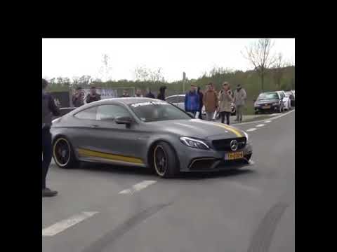 Mercedes AMGs leaving a car meet