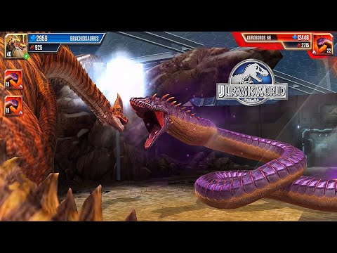 BRACHIOSAURUS VS OUROBOROS 66 BATTLE JURASSIC WORLD THE GAME