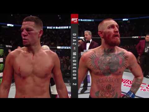 Conor McGregor winning by majority decision against Nate Diaz at UFC 202