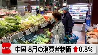 中国 8月の消費者物価指数　上昇率が2カ月連続1％下回る　食品価格が下落も燃料価格が8％上昇