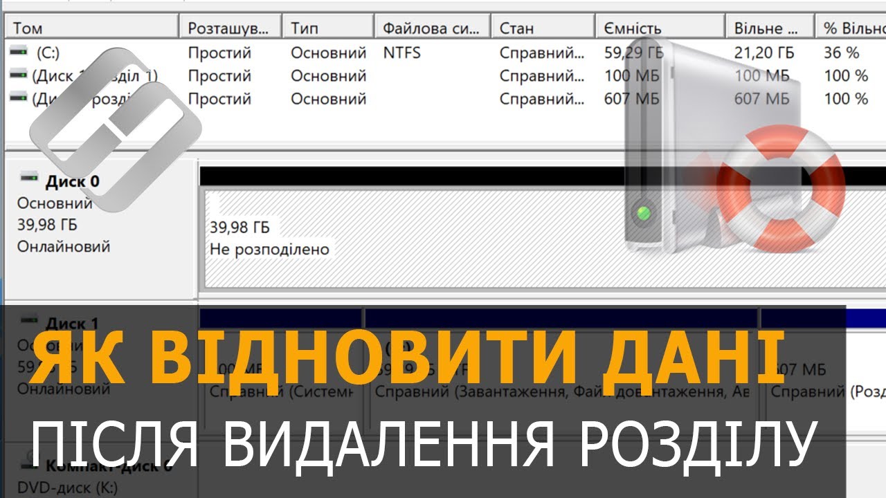 Відновлення даних після видалення розділів жорсткого диска або створення нових