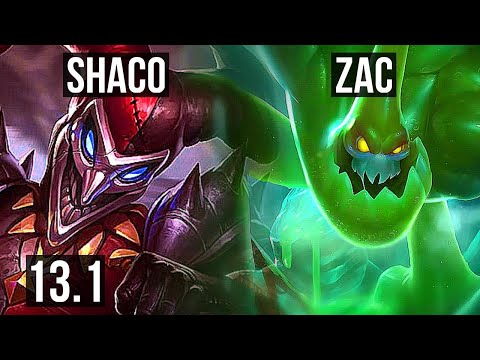 SHACO vs ZAC (JNG) | 6.4M mastery, 7 solo kills, 1200+ games, 12/2/7 | EUW Grandmaster | 13.1
