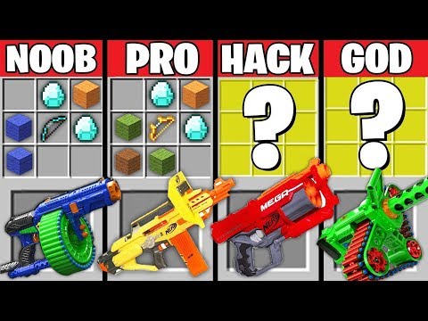 Minecraft Battle: Noob vs PRO vs HACKER vs GOD : SUPER NERF GUNS CRAFTING Challenge / Animation