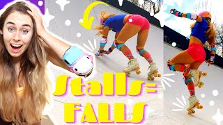 Marilyn STALLS = FALLS // Trying ROLLER SKATING Ramp TRICKS | Beginner Roller Skate Vlog Day 26