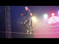 Circus Performer Tight Wire Walker Dances In The Air Without Safety Net Or Harness