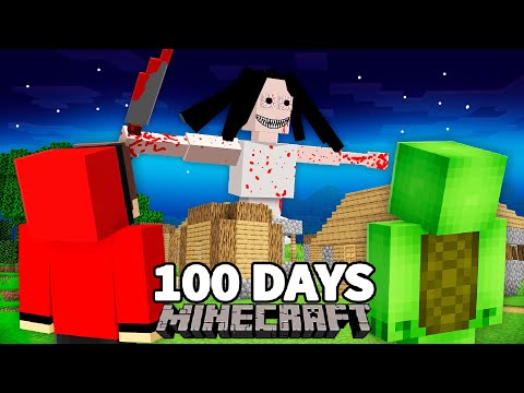 JayJay & Mikey - Maizen - We Survived 100 Days From Giant SERBIAN DANCING LADY in Minecraft Challenge - Maizen JJ and Mikey