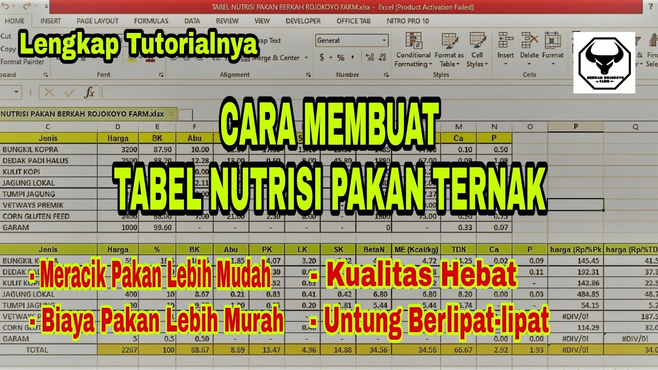 Cara Membuat Tabel Nutrisi Pakan Ternak Secara Mudah dan Lengkap