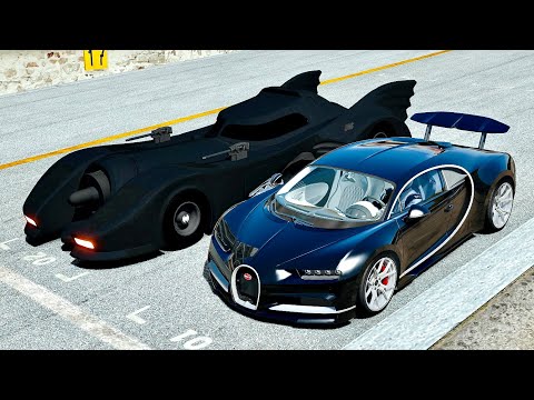 Bugatti Chiron Black Edition 1600 HP vs Batmobile 1989 - Drag Race 10 KM
