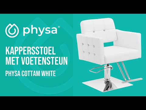 Video - Kappersstoel met voetensteun - Zithoogte 45 - 55 cm - 150 kg - Wit