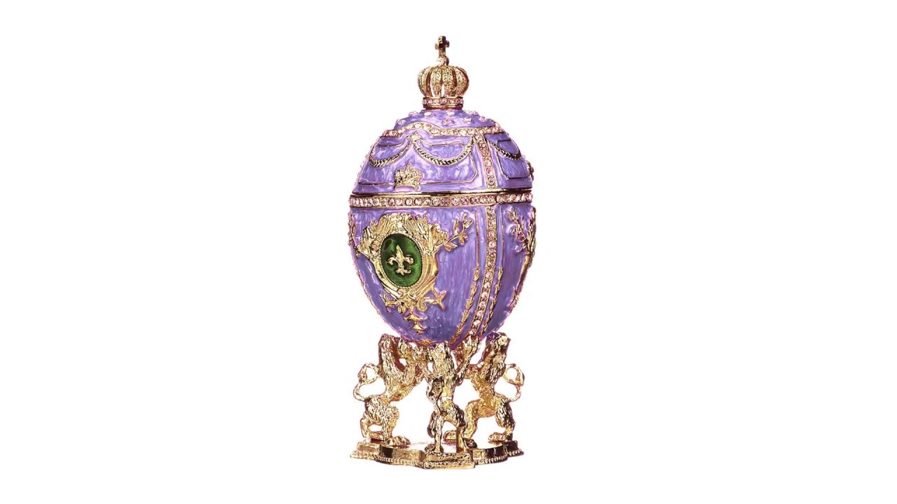 Royal Romanov-Style Collectible Enameled Egg: Fleur-de-Lis Video