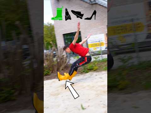 In welchen SCHUHEN kann ich weiter springen?👠 #parkour #challenge #experiment