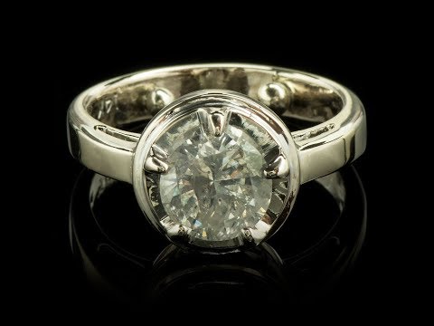 1.92 carat Natural Round Diamond Engagement Ring 14K white gold
