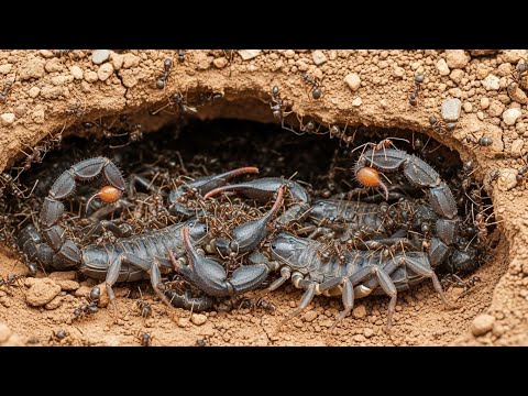 Leptogenys Attack a Giant Scorpion's Den