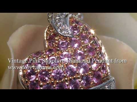 Vintage Pink Sapphire Diamond Pendant from www forevagems com