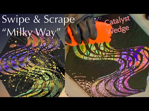 (92) Sheleeart Swipe & Scrape Technique/Catalyst Wedge Art/Acrylic pouring/Fluid Art/フルイドアート