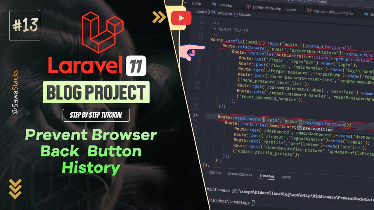 Prevent Browser Back Button in Laravel 11 – Step 14
