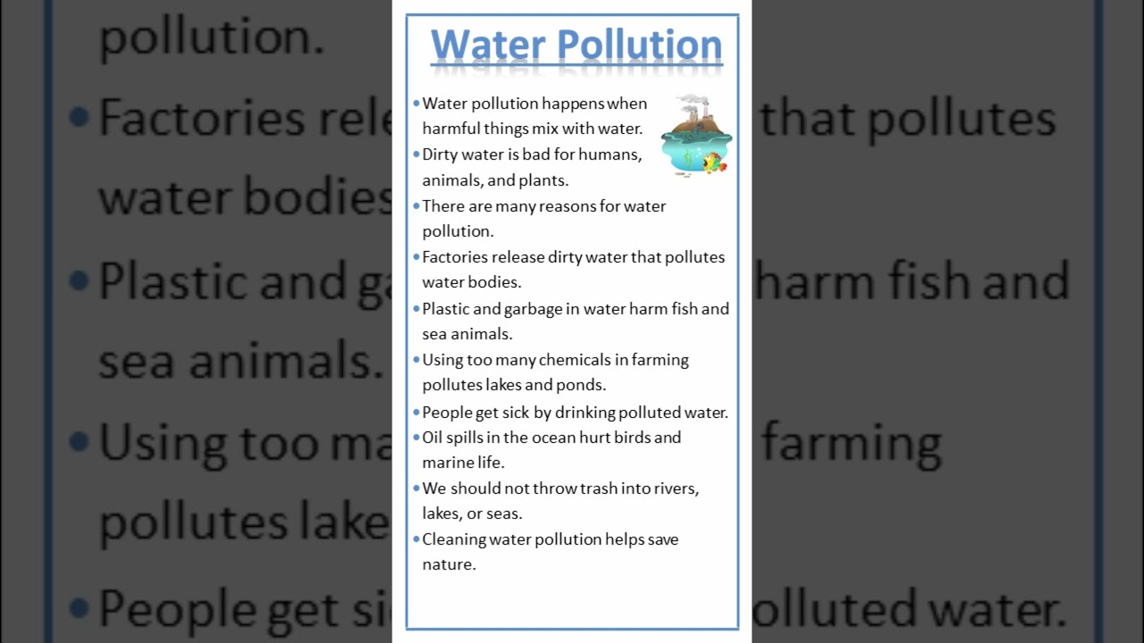 Essay on Water Pollution #shorts #youtubeshorts #pollution #waterpollution #environment #disease #yt