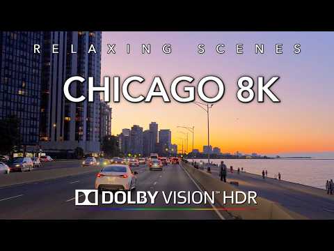 Driving Chicago 8K Dolby Vision HDR - Downtown to Wrigley Park