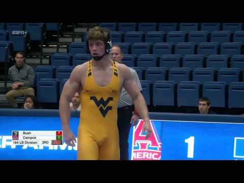 184lbs Ian Bush (West Virginia) vs Caleb Campos (American)
