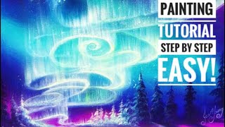 Northern Lights/ Aurora borealis Acrylic Landscape tutorial
