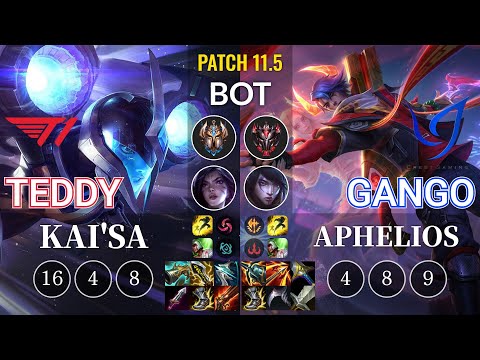 T1 Teddy Kai'Sa vs CGA Gango Aphelios Bot - KR Patch 11.5