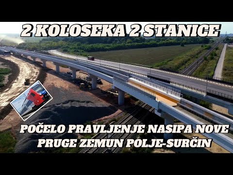 PRVI NASIP ZA NOVU PRUGU ZEMUN POLJE SURCIN SPUŠTANJE KA ŽELEZNIČKOJ STANICIN PREGLED NOVIH RADOVA