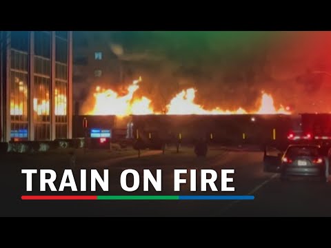 Train on fire barrels through Canadian city