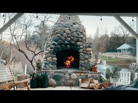 Giant Outdoor Stone Fireplace Build | DIY