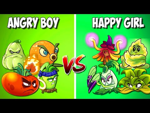 Team HAPPY GIRL vs ANGRY BOY - Who Will Win? - PvZ 2 Team Plant Vs Team Plant