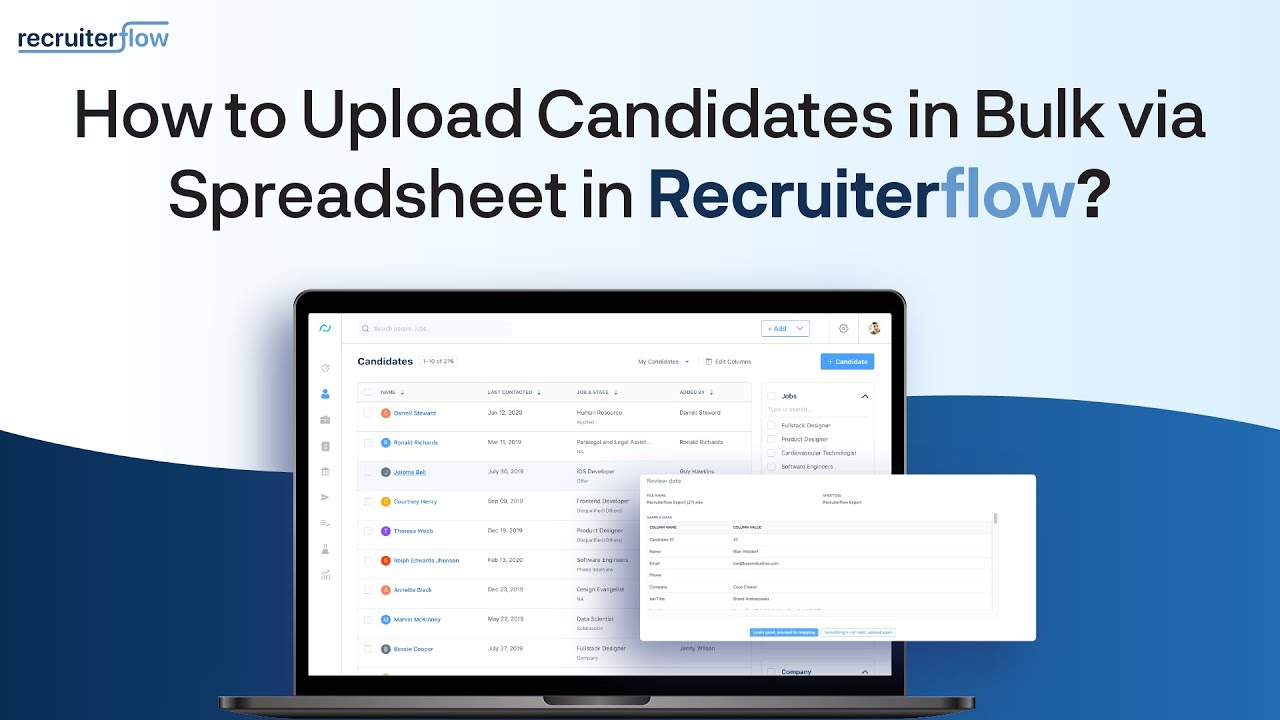 How to upload candidates in bulk via spreadsheet in Recruiterflow