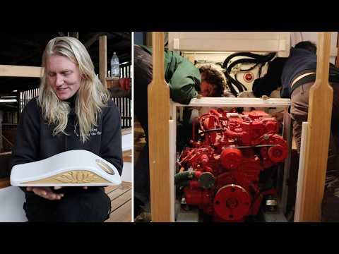 Marine Diesel Engine Install and First Start! Hand Carving Tiller - Wooden Boat Building - EP 101