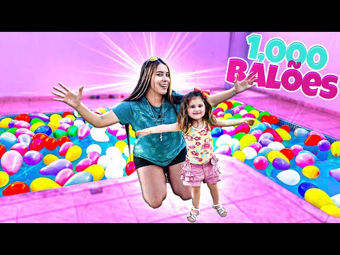 EU E MINHÃ IRMÃZINHA ENCHEMOS A PISCINA COM 1.000 BALÕES COLORIDOS!