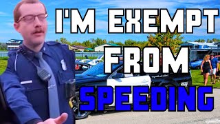 Crazy Cop Gets Caught Speeding Then Says He's Allowed To...