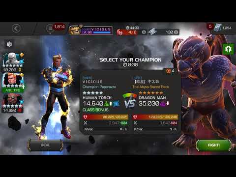 Human Torch vs Dragon Man v AW - Power focus 2 (Marvel Contest of Champions)