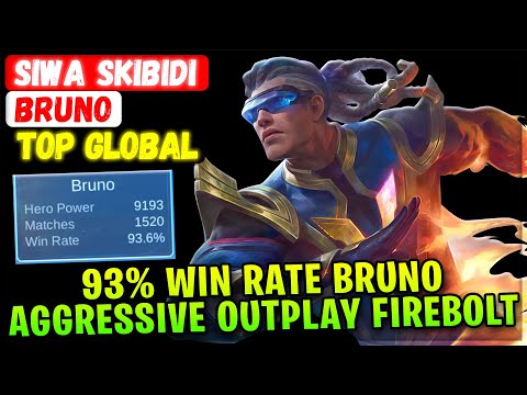 93% Win Rate Bruno, Aggressive Outplay Firebolt [ Top Global Bruno ] SIWA SKIBIDI - Mobile Legends