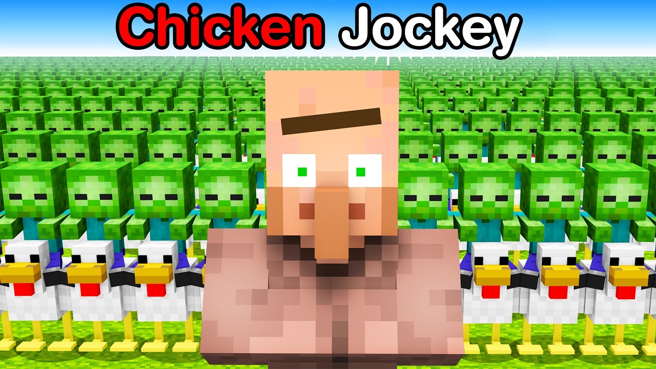 1000 Chicken Jockey Vs Village in Minecraft!
