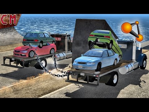 Chained Vehicles (Cars) Crash testing BeamNG Drive #2