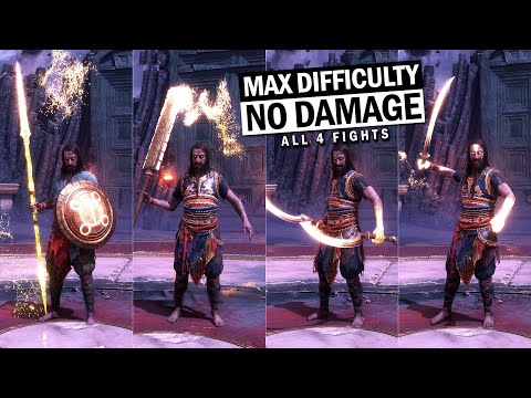 God of War Ragnarok Valhalla - Kratos vs Tyr All Boss Fights (No Damage / Max Difficulty)