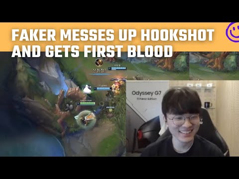 Faker messes up hookshot and gets first blood 🤡 (ft. Zeus, Oner) T1 Stream Moments