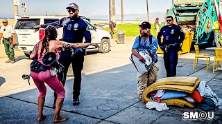 𝗕𝗢𝗔𝗥𝗗𝗪𝗔𝗟𝗞 𝗕𝗥𝗨𝗛𝗔𝗛𝗔: Police and Rangers Face Pushback in Venice Homeless Sweep