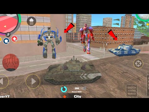Rope Hero: Vice Town - (Transformer Tank Robot Fight 5 Star Police)Tank vs Car - Android Gameplay HD